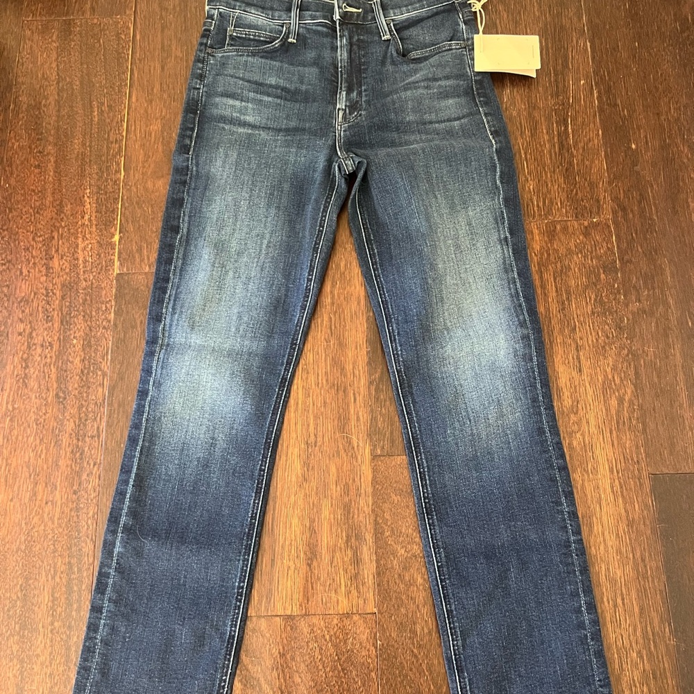 MOTHER Women's Dark Blue Straight Leg Jeans
